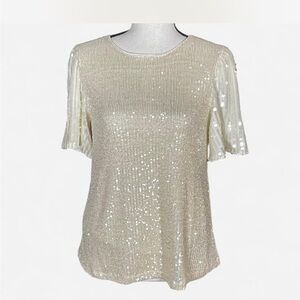 Cable & Gauge Cream Sequin Blouse